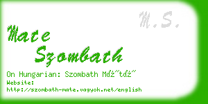 mate szombath business card